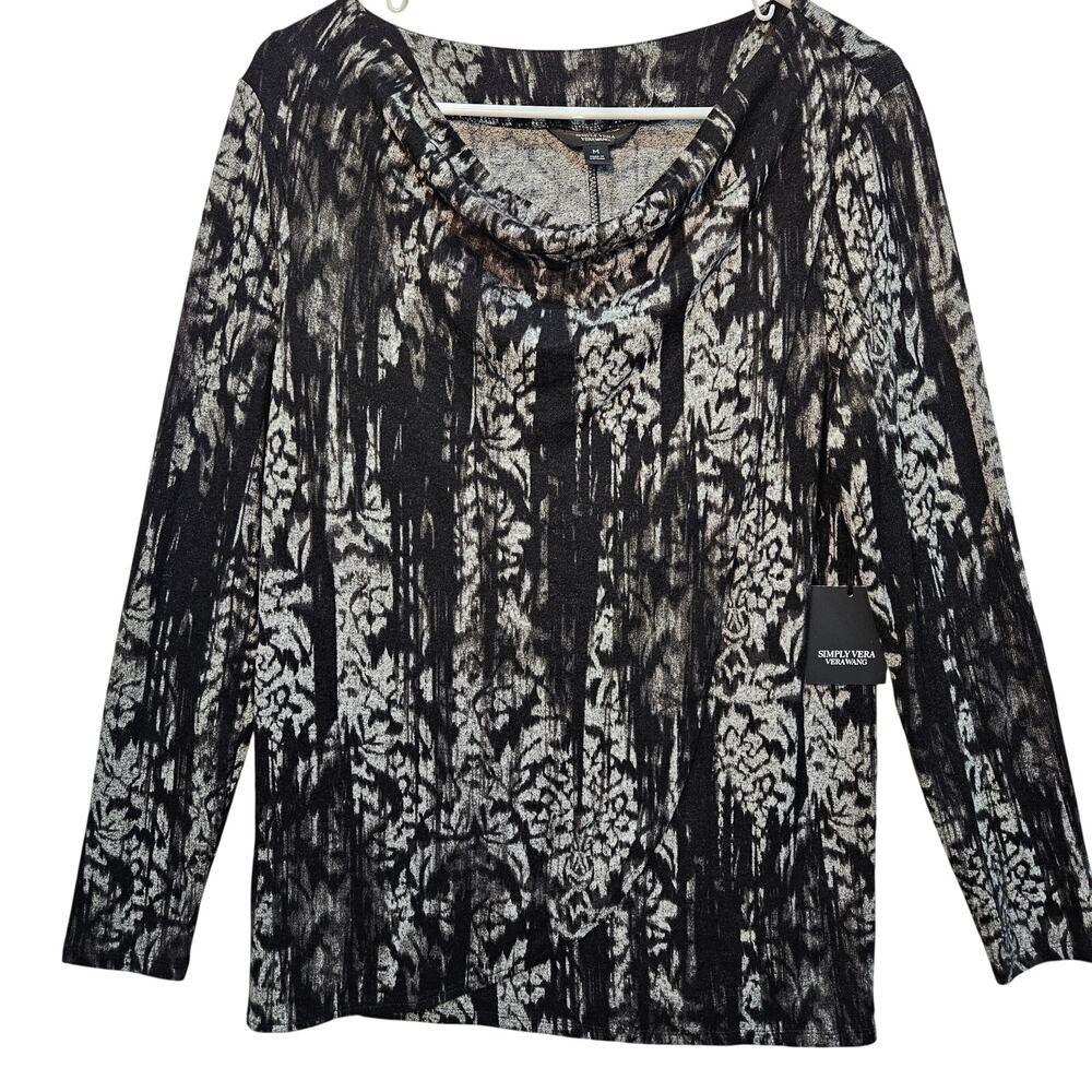 Simply Vera Wang Black Gray Cowl Neck Tunic Size Medium Whimsygoth Dark Feminine